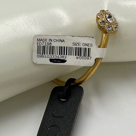 J. Crew Sparkly Rhinestone Gold Tone Flower Cuff Bracelet New - Picture 10 of 11